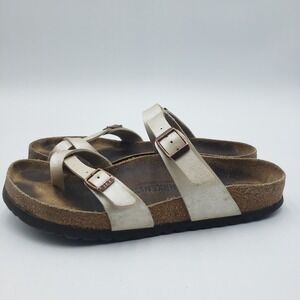 Birkenstock Mayari Birko-Flor Sandals Women's Size 40 9 9.5 Graceful Pearl White